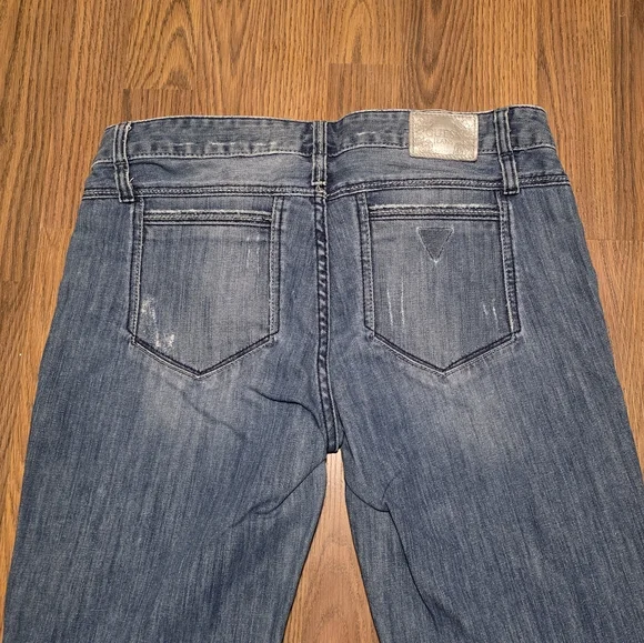 Vintage Guess Daredevil Bootcut Jeans Womens 30 Distressed Blue Denim E79 - Picture 14 of 15